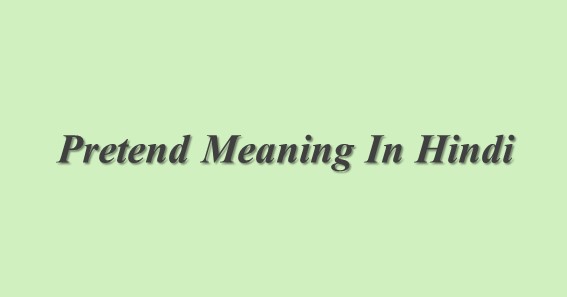 Pretend Meaning In Hindi
